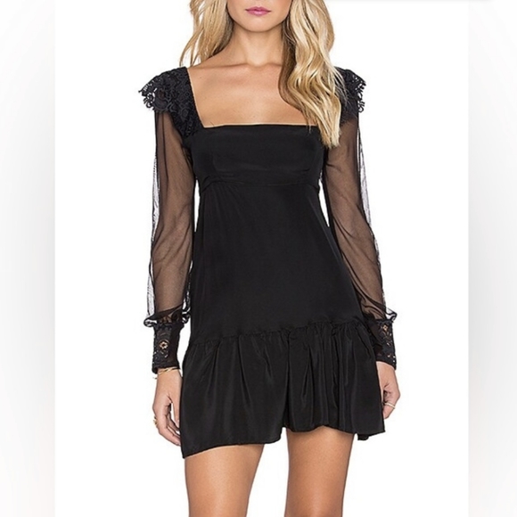 For Love And Lemons Dresses & Skirts - For Love & Lemons Silk Black Mini Dress